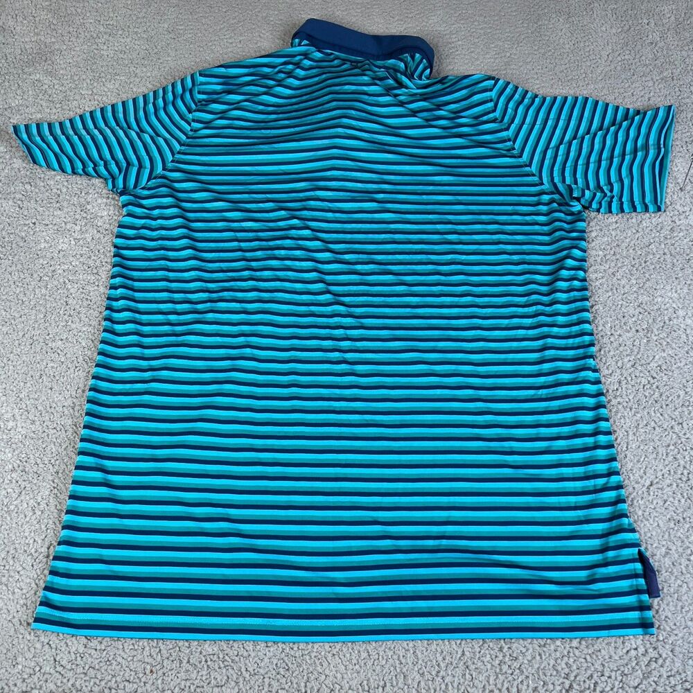 GREYSON Golf Polo XL Blue Green Black Stripe Performance B on Sleeve Wolf Logo - Picture 6 of 11